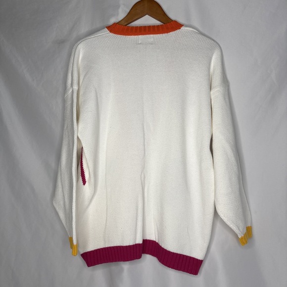 Vintage EP Pro Cardigan Sweater Women's‎ Large V-Neck Preppy Golf Flags Bright - Picture 6 of 6